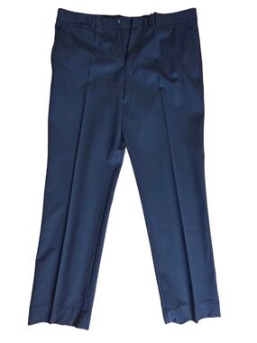 Theory Men's Navy Wool Soft Stretch Lycra Blend Dress Pants Tailored Flat Front
